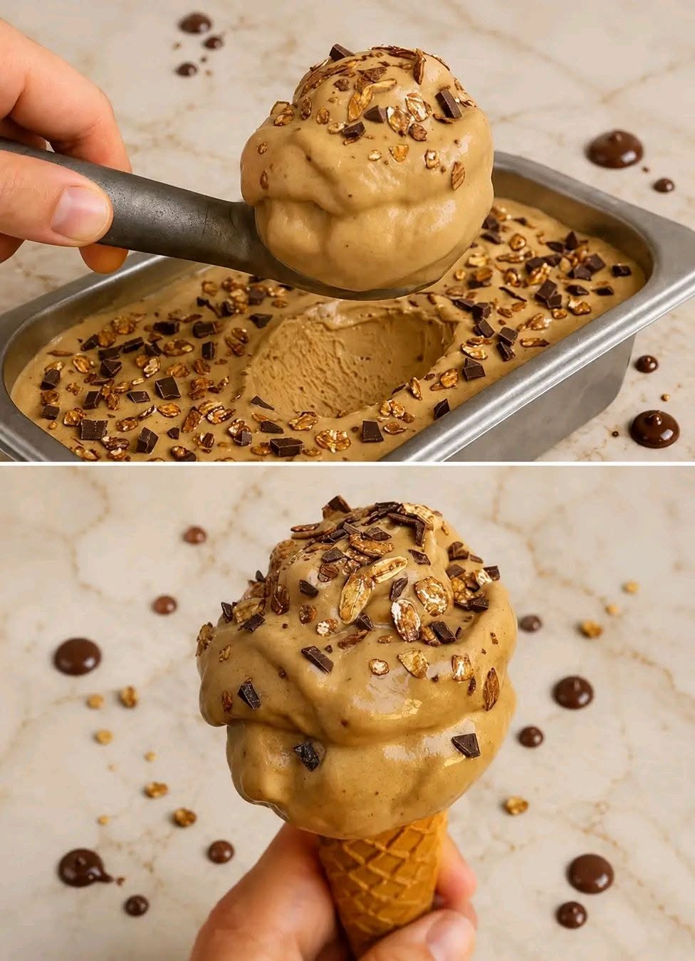 Il mio gelato al caffè furbo: sembra quello del bar, ma si prepara in 5 minuti, senza panna né zucchero e con solo 115 kcal 👉 Ricetta nei commenti!