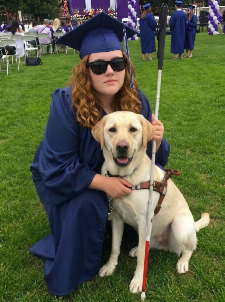 Il cane guida di mia figlia non vedente si è liberato durante la sua cerimonia di laurea e ha iniziato ad abbaiare a un uomo: la mia vita è stata sconvolta quando ho visto CHI si trovava di fronte a me. Sette anni fa, mia figlia Nora ha perso la vista in un incidente d’auto. Stavamo tornando a casa dalla sua lezione di pianoforte in una sera piovosa quando un’altra auto ha invaso la nostra corsia e ci ha tamponato. La nostra auto si è ribaltata ed è finita in acqua. Io e Nora siamo sopravvissute. Mio marito no. Non hanno mai ritrovato il suo corpo. La polizia ha detto che molto probabilmente la corrente lo aveva trascinato via ed è stato ufficialmente dichiarato morto. La mia vita è andata in frantumi dopo quell’evento e io e Nora abbiamo dovuto imparare a vivere di nuovo. Poi Scout è entrato nelle nostre vite. Era il cane guida di Nora. Hanno trascorso così tanto tempo insieme che, prima della laurea, Nora mi si è avvicinata e mi ha detto: “Mamma, vorrei tanto che Scout venisse alla laurea con me.” Ed è esattamente quello che abbiamo fatto. Nora è persino salita sul palco con Scout al suo fianco e ha ritirato il diploma da sola. Ero incredibilmente orgogliosa di lei. Io e Nora avevamo già scattato delle foto e stavamo per andarcene quando Scout ha improvvisamente dato uno strattone da un lato e ha iniziato a tirare Nora in avanti. Scout non l’aveva MAI fatto prima. Ha ignorato i nostri comandi e ha continuato a tirare così forte che Nora ha lasciato andare il guinzaglio. Poi Scout è scappato via di corsa. Ho detto a Nora di rimanere dove si trovava e gli sono corsa dietro. Sono corsa fuori e ho visto Scout correre a perdifiato attraverso il parcheggio e dietro la scuola. Era scappato e tutto ciò che riuscivo a sentire era il suo FORTE ABBAIO. C’era qualcosa che non andava. Avvicinandomi, ho visto che Scout stava abbaiando a un uomo. Non riuscivo a vedere il volto dell’uomo. L’uomo stava cercando di allontanarsi da Scout mentre gridava: “Silenzio! Silenzio!”. Sono corsa verso di lui e ho afferrato il guinzaglio di Scout. Stavo per scusarmi con quell’uomo quando alzai lo sguardo e vidi il suo volto. Il sangue mi si gelò nelle vene. Nel momento in cui realizzai CHI mi stava di fronte, non potei credere ai miei occhi. Con le mani tremanti, composi il 911 e urlai: “TU?! NO… NON PUÒ ESSERE VERO! IN CHE COSA TI SEI CACCIATO?!” ⬇️